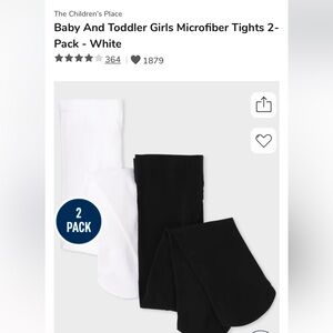 Baby And Toddler Girls Microfiber Tights 2-Pack - White and Black